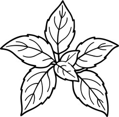 mint leaves outline vector illustration coloring book page line art