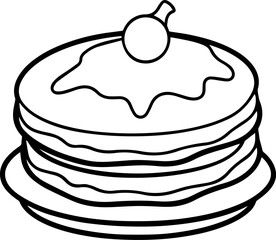 breakfast pancake outline vector illustration coloring book page line art drawing