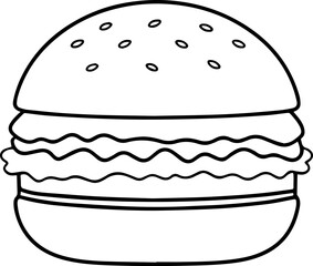 burger icon vector illustration line art