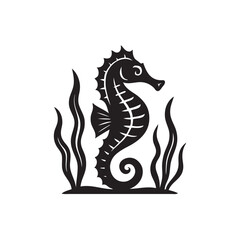 seahorse and seaweed vector