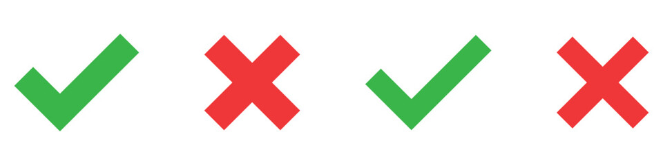 green tick mark. red cross mark icons. yes and no buttons. do and don't button. checkmark and crossmark button. © Adobe boss