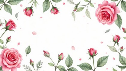 Delicate watercolor rosebuds & leaves, repeating pattern, rose, subtle