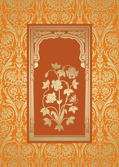 wedding card design, paisley floral pattern , India	