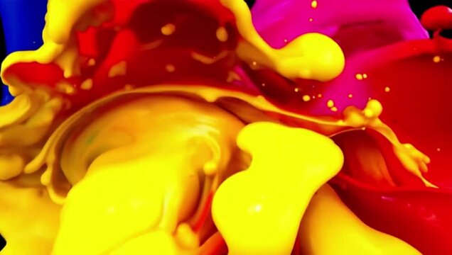 Abstract Paint Splatter in Vibrant Colors, Expressive Art Against a Dynamic Background