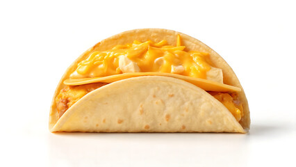 Breakfast Burrito Tacos Breakfast burrito with melted cheese and soft tortilla shell looks delicious like tacos