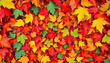 Vibrant autumn leaves swirl in an abstract pattern,  abstract art,  generative