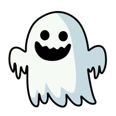 Fat Cute Ghost with Spooky Face Illustration