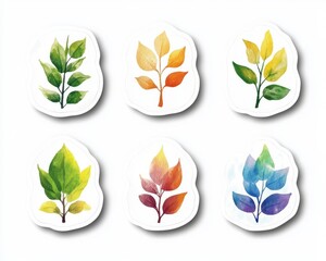 Colorful Watercolor Leaf Illustrations for Nature-Inspired Designs