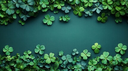 Clover frame fresh green clovers border dark teal backdrop creating a natural, organic design element