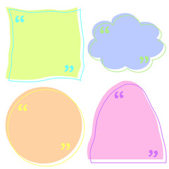 Set of hand drawn style cute memo sticker. Variety abstract shapes of speech bubble. Chat box balloon cloud. Sweet retro label tag collection for text and note.