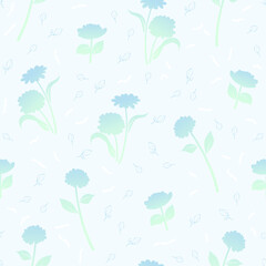 cute small gradient blue flower seamless pattern on white background