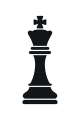 Simple Black Silhouette of a Chess Queen Piece Icon Isolated on White Background