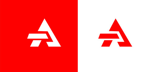 Abstract Red and White Letter TA or AT Logo Design Variations