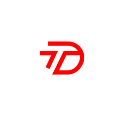Red Abstract TD Logo Design, Modern Minimalist Branding, Simple Icon