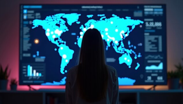 Silhouettes of people in a hospital and global business concept 