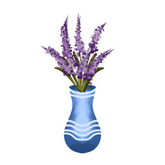 Lavender flower illustration in vas