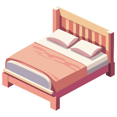 3D Modern Hotel Bed  In Pink Theme