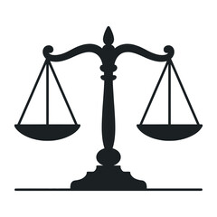 Classic Black Silhouette Scales of Justice Icon for Law Legal Theme