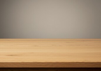 Photo of Wooden Table Surface Against Beige Background with Textured Details