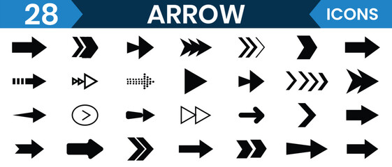 Arrow icon vector set. Silhouette of arrow icons, Collection of simple different black arrows big black set icons, cursor icon, Vector illustration.
