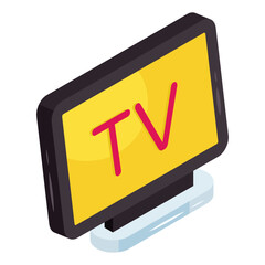 An isometric design icon of television