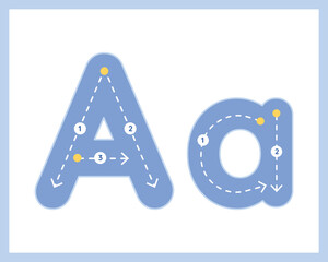 Letter A Uppercase ad Lowercase Alphabet Tracing Guide for Kids Worksheet