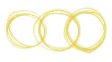 Three Yellow Hand Drawn Circles on Transparent Background with Whimsical Artistic Flair