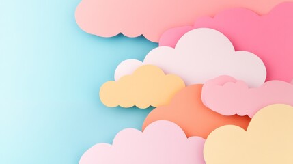 Fototapeta premium Pastel Clouds Illustration on Blue, Background, Wallpaper