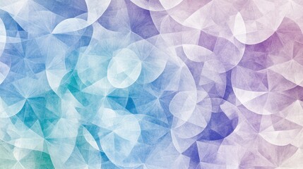 Abstract background featuring layered translucent circles and polygons fading into a smooth gradient of mixed pastel colors