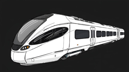 Vector Illustration of White Luxury Train on Isolated Dark Background, Generative AI
