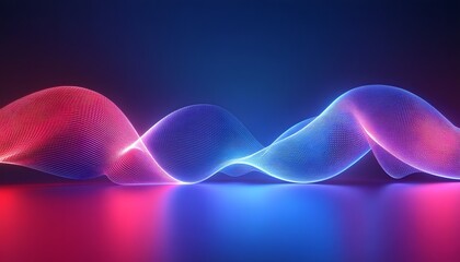 Fototapeta premium Abstract neon waves of light on a dark surface.