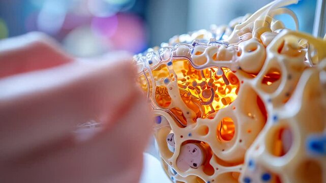 Close-up view of an anatomical model of a human head, designed for medical or scientific studies