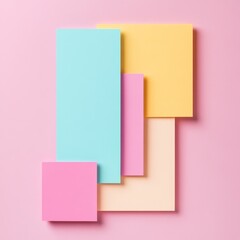 Fototapeta premium Pastel Paper Arrangement Geometric Composition on Pink, minimalism, colorblock