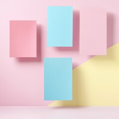 Fototapeta premium Pastel Paper Cards Mockup with Shadow, Mockup, Branding