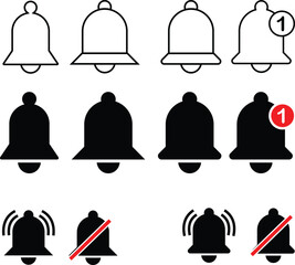 Single Notification Icon Set Modern Clean Design for App Interfaces