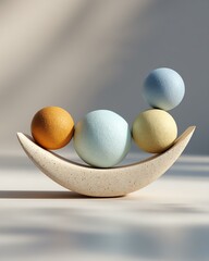 proposition segmentation identity brand positioning A serene composition of pastel-colored spheres balanced on a minimalist base, evoking harmony and tranquility in modern decor.