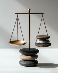 proposition segmentation identity brand positioning An artistic representation of balance using stones and scales, symbolizing harmony and equilibrium in life.