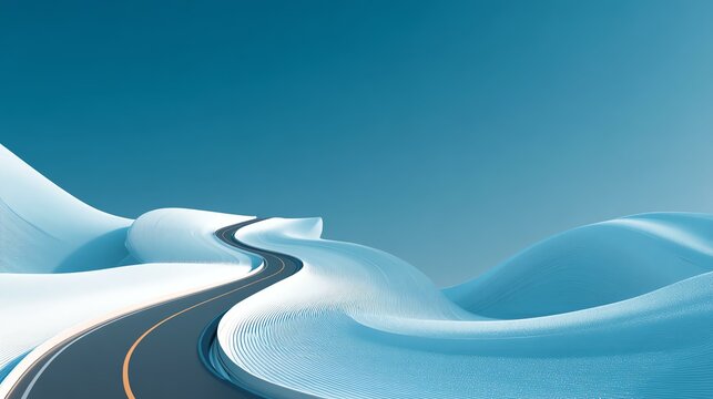 proposition segmentation identity brand positioning A winding road through serene, snowy hills under a clear blue sky, evoking a sense of calm and adventure.