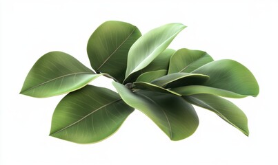 Obraz premium Lush green leaves, isolated on white background, perfect for nature designs