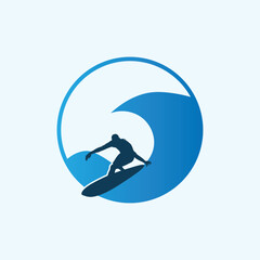 surf board for summer logo vector