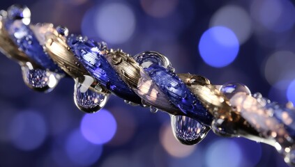 Water droplets on a string of lights