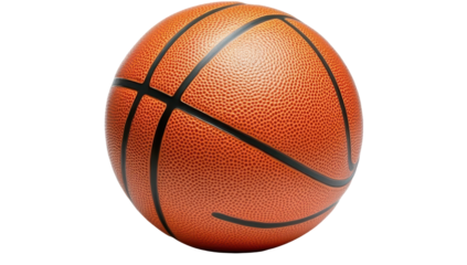 Orange basketball, leather texture, black lines