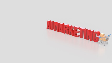 The Red Ai marketing and shopping cart on white Background 3d Rendering..