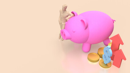The Piggy Bank and coins for Business concept 3d Rendering.