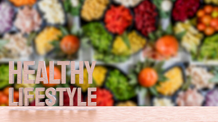 The Healthy lifestyle on wood table image 3d Rendering.