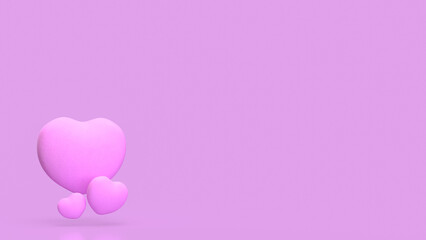 The Pink Heart for love or romance concept 3d Rendering.