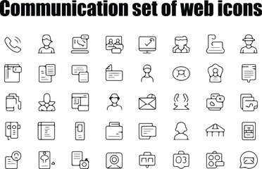 Communication set of web icons in line style. Speaking signs for web and mobile app. Contact us, discussion, speech bubble, talking, consultation, conversation chat.