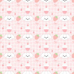 Obraz premium Seamless pattern with puppy and cupcake 