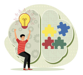 Mind Fitness concept. Creative Brain Depicting Ideas and Problem Solving.