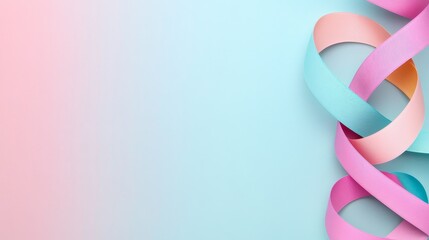 Pastel Ribbons Elegant Swirl on Gradient Backdrop ,Ribbon,Background